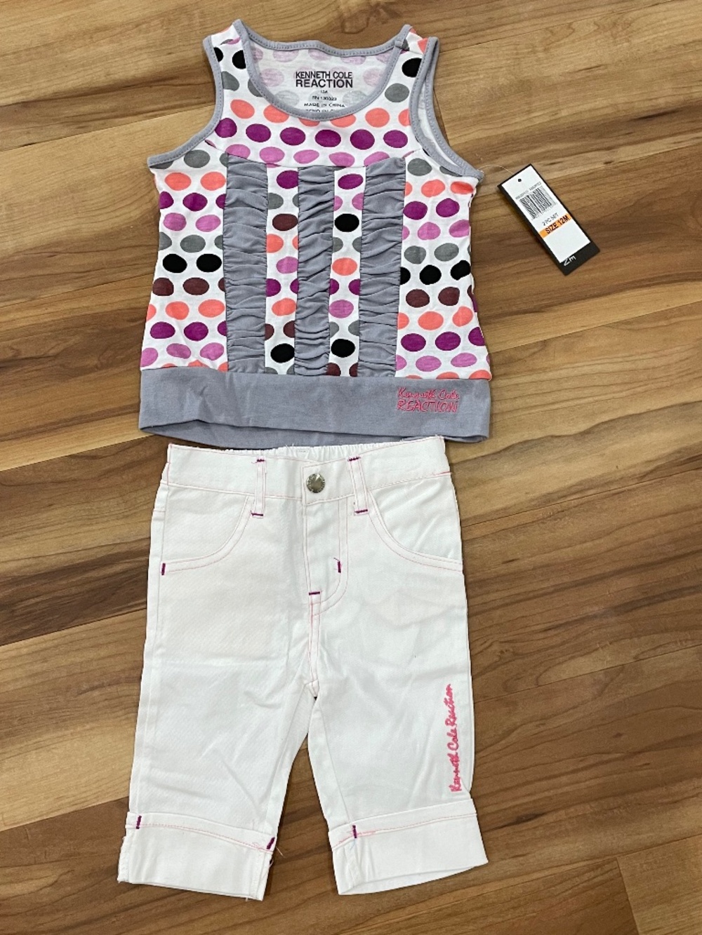 NWT Kenneth Cole Reaction Girls Polka Dot Ruffle Set 12M